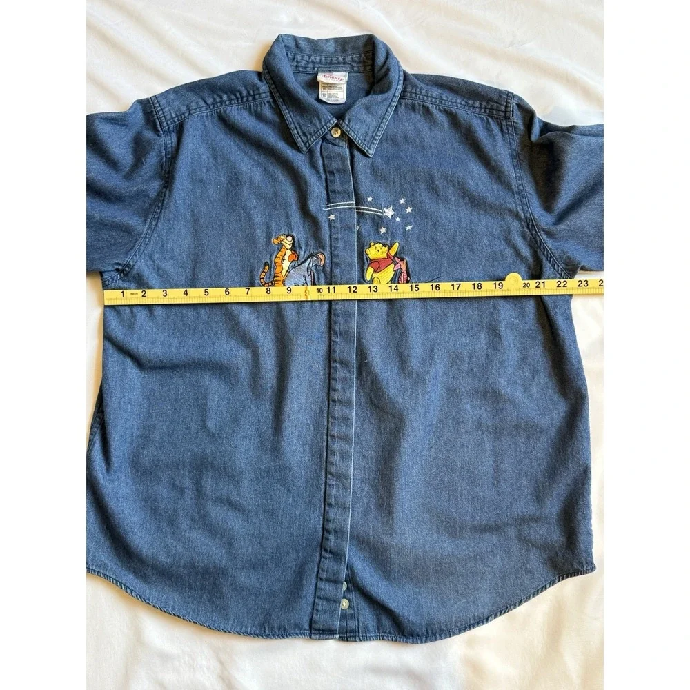Vintage Style Disney Pooh Denim Shirt Womens XL Embroidered Tigger Eeyore Piglet - Picture 5 of 13